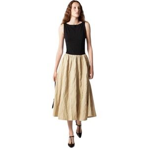 NWT J. Crew NWT XL LG Boatneck Mixy Dress Classy Cocktail Wedding Black Gold Tan